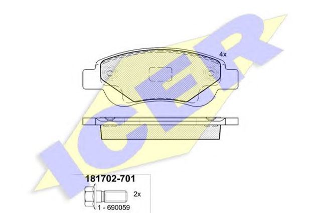 Передние тормозные колодки 181702701 ICER