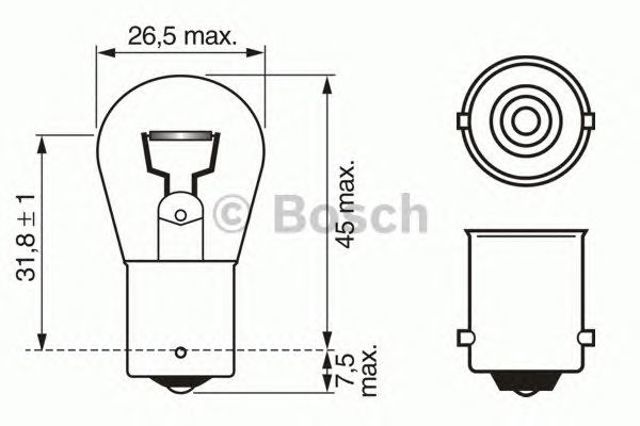 Лампа накаливания trucklight, p21w, 24v/21w, ba15s 1 987 302 501