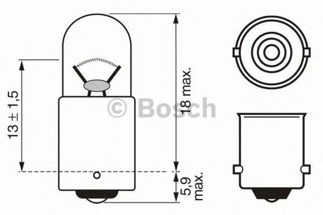 Лампа накаливания trucklight, 24v/2w, ba9s 1 987 302 508