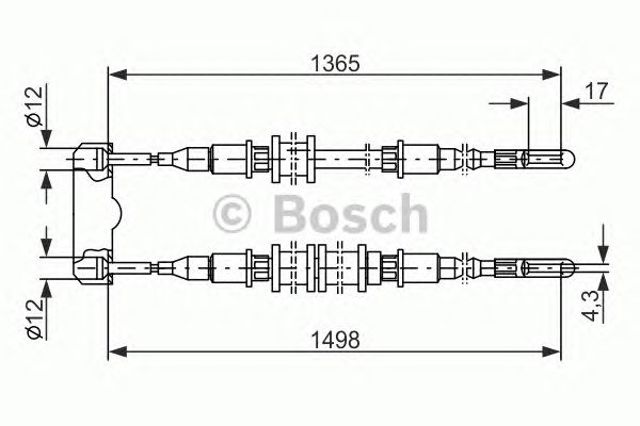 Трос ручного тормоза задний, правый/левый 1987477130 BOSCH