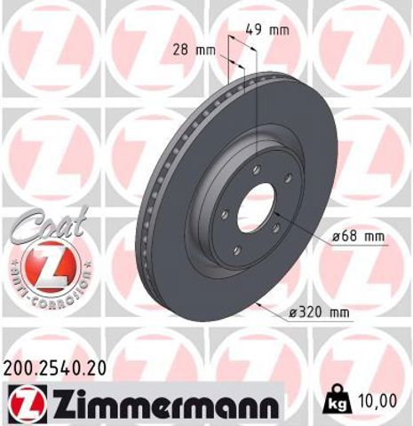 Ротор тормозной 200254020 ZIMMERMANN