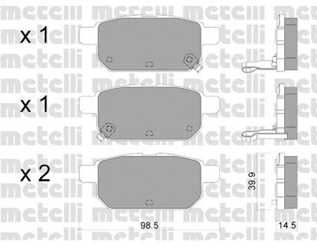 Колодки тормозные задние, дисковые 2209150 METELLI