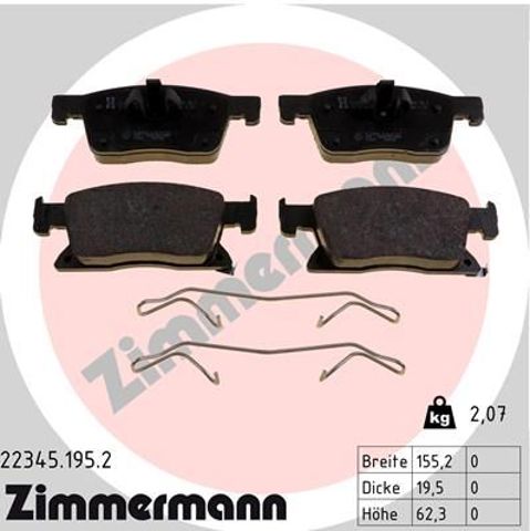 ZIMMERMANN 223451952 Колодки тормозные передние дисковые в наличии Днепр
