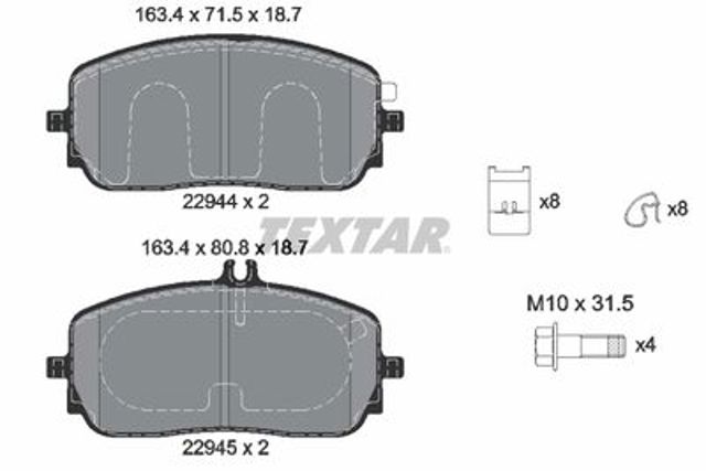 TEXTAR 2294401 Колодки тормозные передние дисковые в наличии Винница