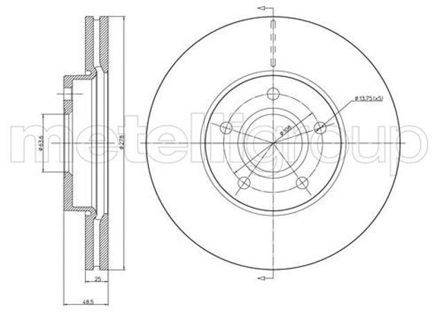 Тормоз дисковый передний 230685C METELLI