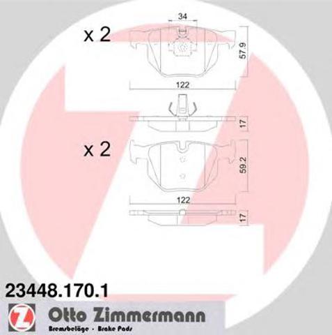 ZIMMERMANN 234481701 Колодки тормозные задние дисковые в наличии Тернополь
