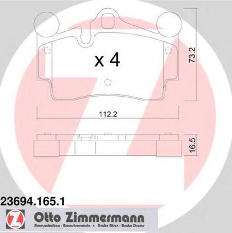 Задние дисковые колодки 236941651 ZIMMERMANN