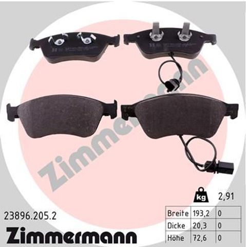 Колодки передние 238962052 ZIMMERMANN