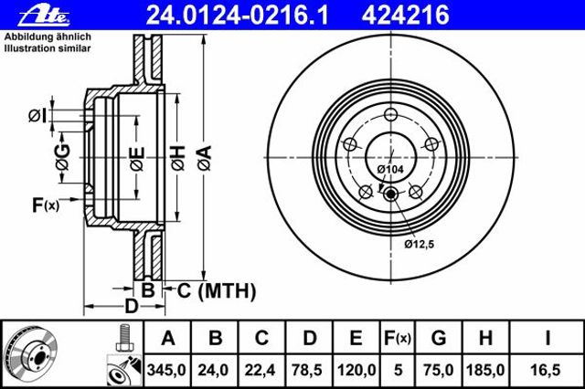 Диск тормозной, bmw x5 (e70/f15), x6 (e71/f16) 24.0124-0216.1