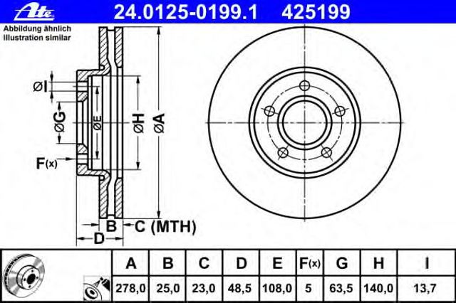 Диск тормозной, ford c-max ii, focus iii  10- 24.0125-0199.1
