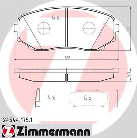 ZIMMERMANN 245441751 Передние тормозные колодки в наличии Черкассы