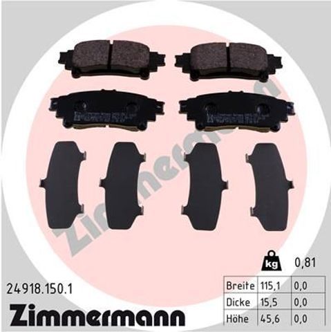 ZIMMERMANN 249181501 Задние тормозные колодки в наличии Запорожье