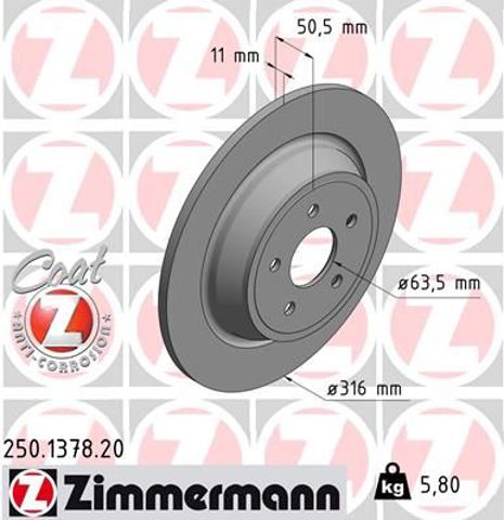 Тормозной диск 250137820 ZIMMERMANN