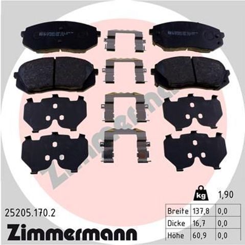 ZIMMERMANN 252051702 Колодки тормозные передние дисковые в наличии Павлоград