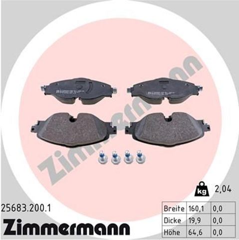 256832001 ZIMMERMANN Колодки тормозные передние дисковые купить в Сумы
