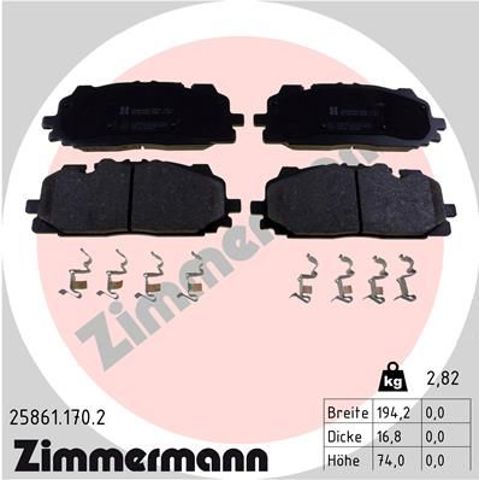 ZIMMERMANN 258611702 Передние тормозные колодки в наличии Чернигов