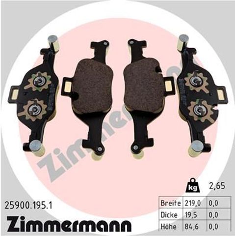 259001951 ZIMMERMANN Колодки тормозные передние дисковые купить в Сумы