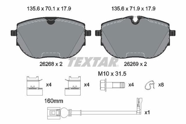TEXTAR 2626801 Передние тормозные колодки в наличии Украина