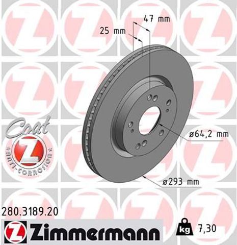 Диск тормозной передний 280318920 ZIMMERMANN
