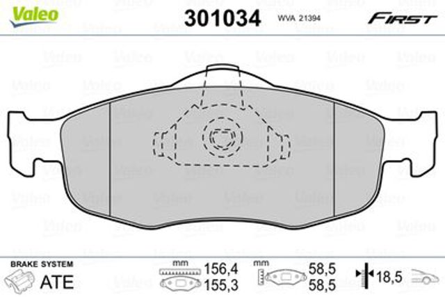 Комплект тормозных колодок, дисковый тормоз 301034