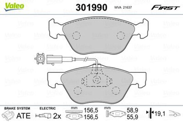 Комплект тормозных колодок, дисковый тормоз 301990