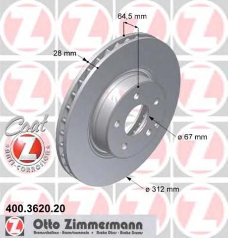 Тормоз дисковый передний 400362020 ZIMMERMANN
