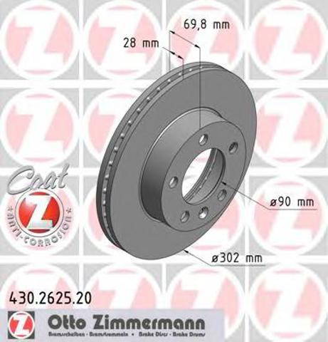 ZIMMERMANN 430262520 Диск тормозной передний в наличии Украина
