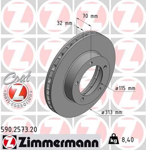 Передний тормозной диск 590257320 ZIMMERMANN