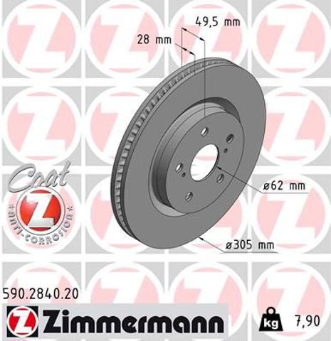 Диск тормозной передний 590284020 ZIMMERMANN