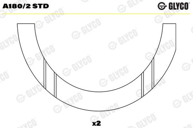 Полукольцо упорное (разбега) коленвала, STD, комплект A1802STD Glyco