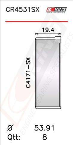 Шатунные вкладыши коленчатого вала CR4531SX KING