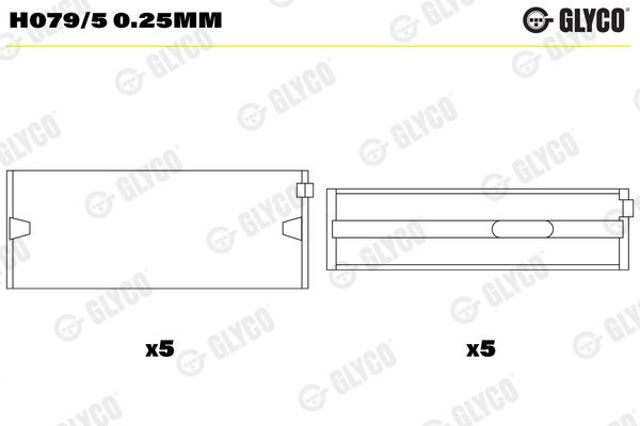 GLYCO H0795025MM Вкладыши коленвала коренные, комплект, 1-й ремонт (+0,25) в наличии Ирпень