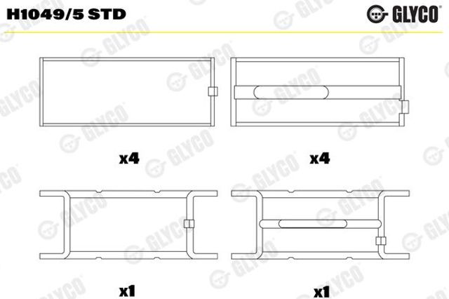 Коренные вкладыши коленвала комплект (STD) H10495STD Glyco