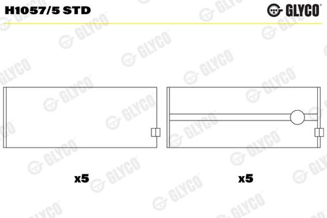 Вкладыши коленвала коренные, комплект, стандарт (STD) H10575STD Glyco