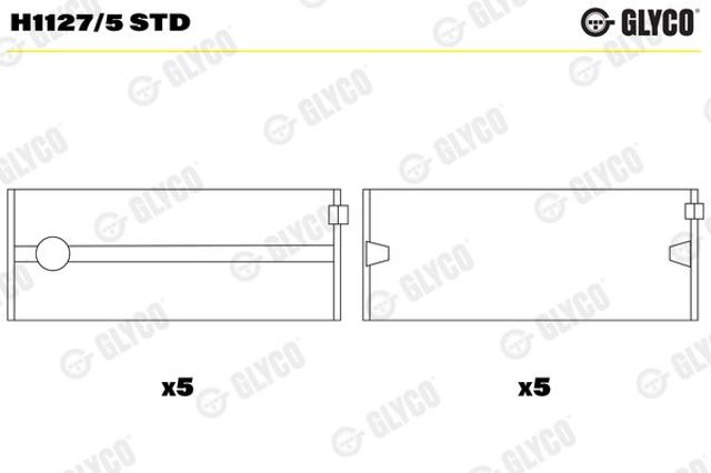 Вкладыши коленвала коренные, стандарт (STD) H11275STD GLYCO