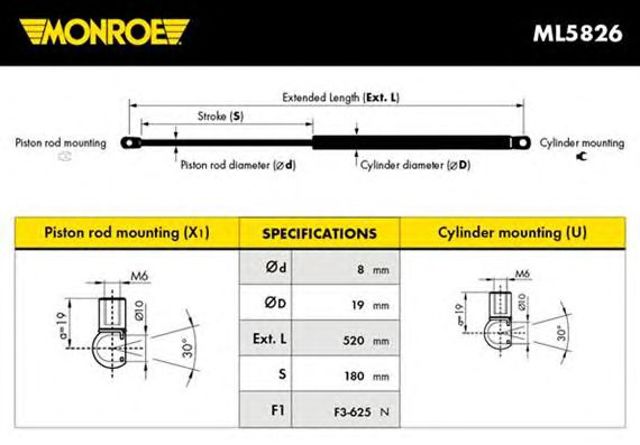 MONROE ML5826 Амортизатор багажника в наличии Киев