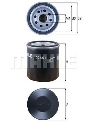 Фильтр очистки масла центробежный OC1291 MAHLE