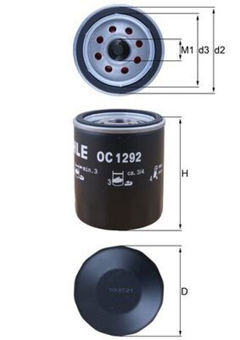 MAHLE OC1292 Фильтр масляный в наличии Житомир
