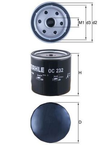 OC232 MAHLE Фильтр масляный купить в Харьков