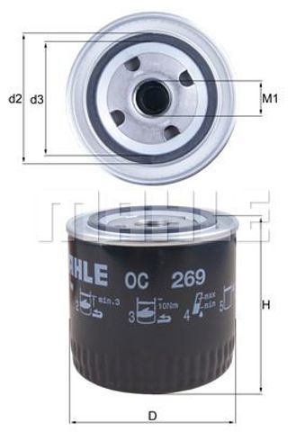 OC269 MAHLE Масляный фильтр купить в Днепр