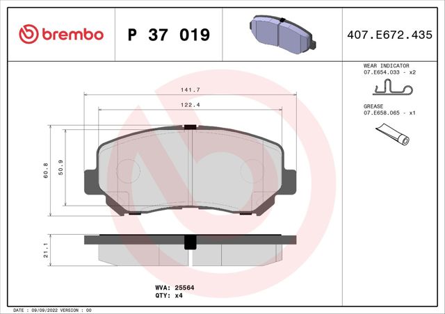 P37019 BREMBO Передние тормозные колодки купить в Полтава
