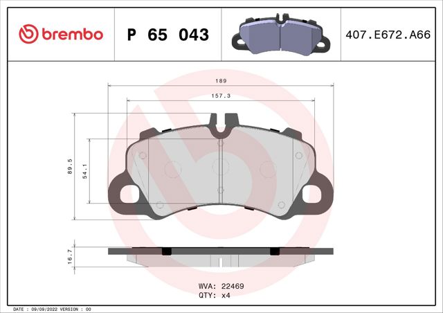 Тормозные колодки P65043 BREMBO