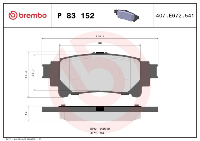 Задние тормозные колодки P83152 BREMBO