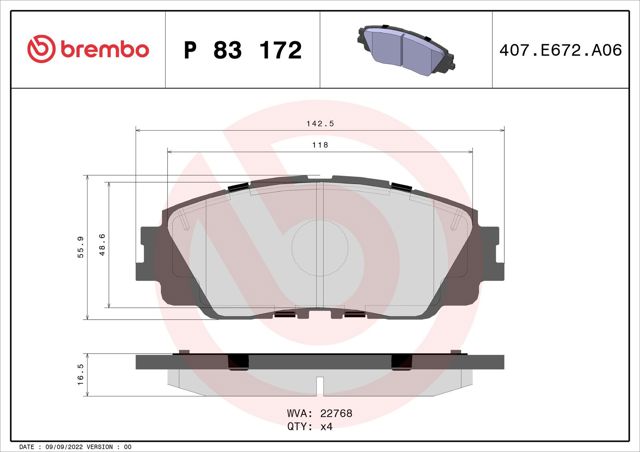 P83172 BREMBO Колодки тормозные передние дисковые купить в Ровно