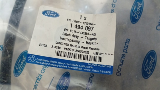Замок задней правой распашной двери, верхний 1494097 FORD
