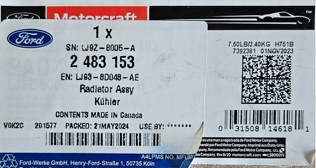 FORD 2483153 Радиатор охлаждения двигателя в наличии Тернополь