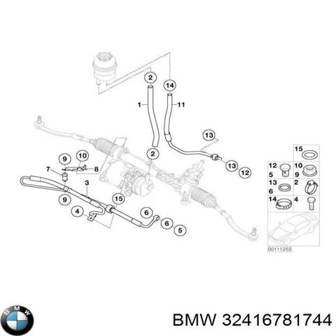 Шланг ГУР, низкого давления, от рейки/механизма к бачку 32416781744 BMW