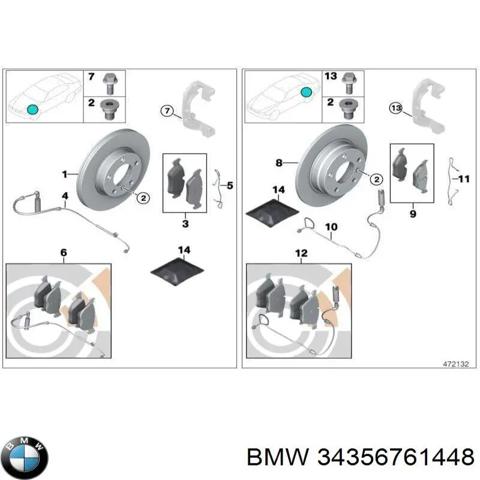 Задний датчик износа тормозных колодок 34356761448 BMW