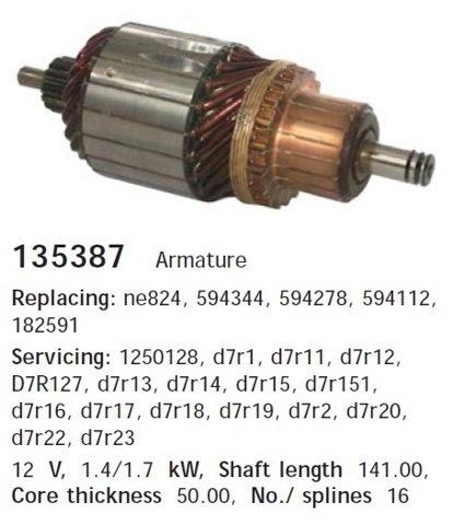 CARGO 135387 Якорь (ротор) стартера в наличии Николаев