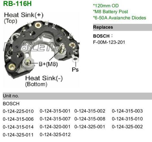 Диодный мост генератора RB116H MOBILETRON